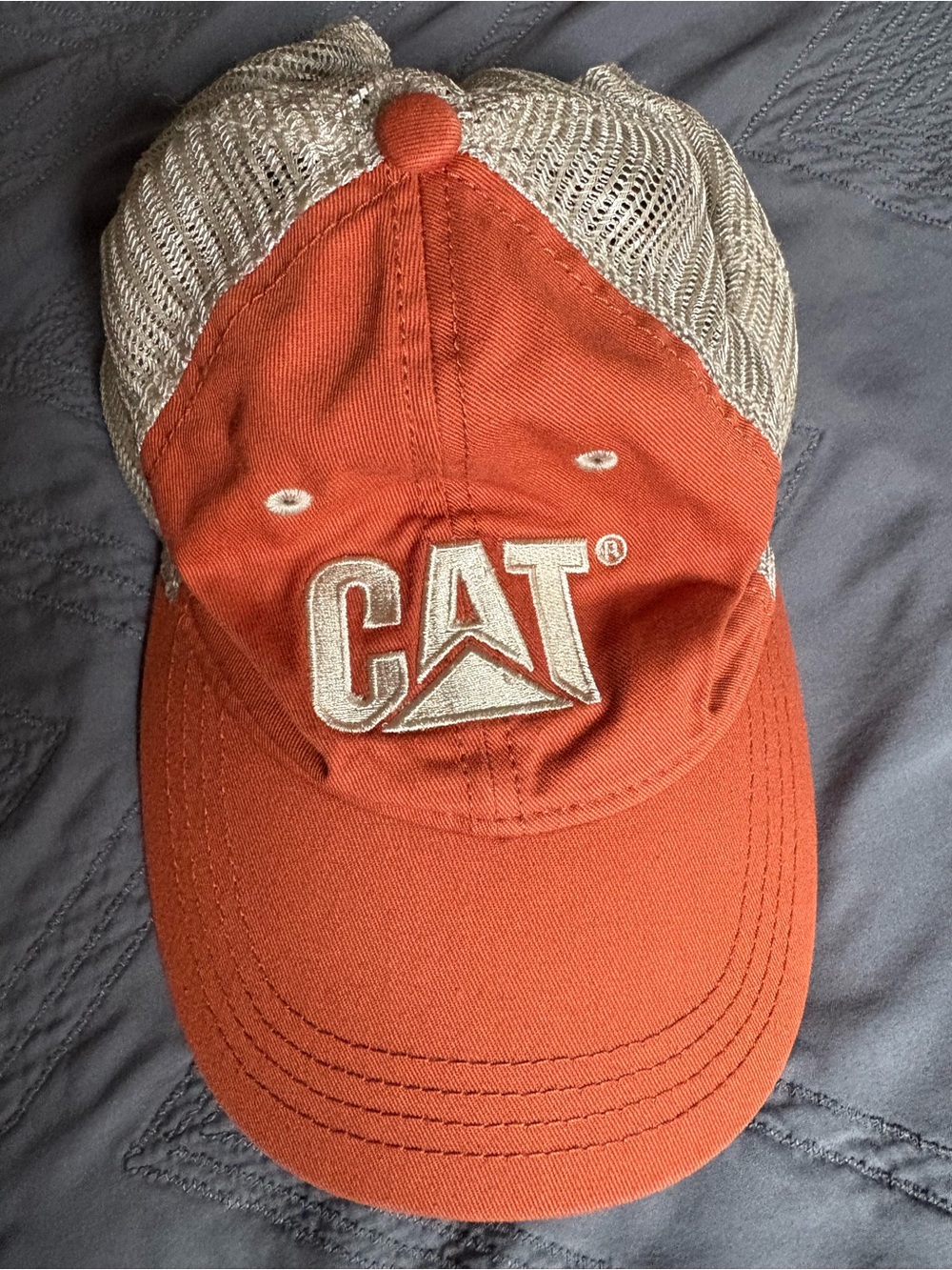 Caterpillar Rust Orange and Tan Mesh Logo Cap